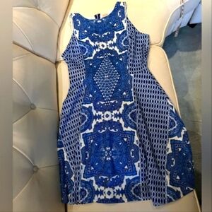 Daniel Cremieux Blue China/ Tile Print Dress NWOT Size 10